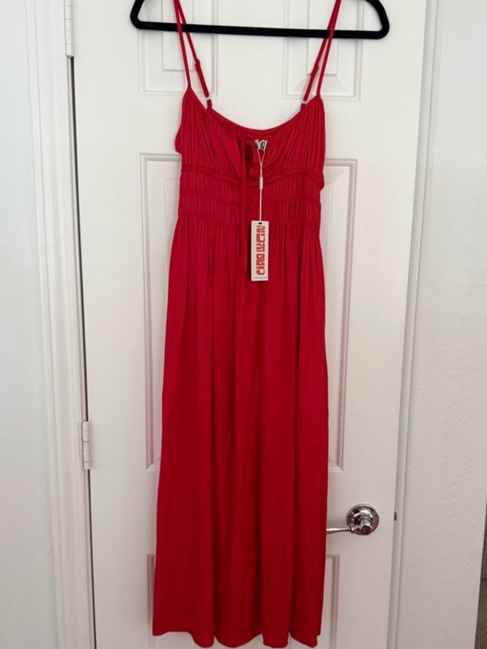 NWT Ciao Lucia Red Midi Silk-Satin Sundress - Picture 2 of 6